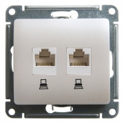 Розетка двойная компьютерная RJ45+RJ45 кат.5E механизм SE Glossa, перламутр